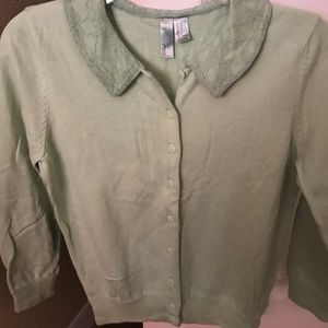 Button-down sweater with peter pan collar